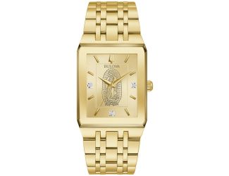 Men's Mondern Lady of Guadalupe Stainless Steel bracelet watch, Champagne dial