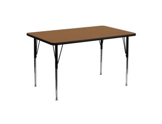 24"W x 48"L Oak Thermal Laminate Activity Table-Standard Height Adjustable Legs