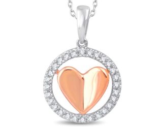 Gorgeous Pink Heart Diamond Pendant in 925 Sterling Silver - 0.12ct, IJ color, I2 clarity
