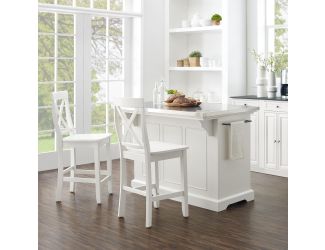 Julia Stainless Steel Top Island W/X-Back Stools