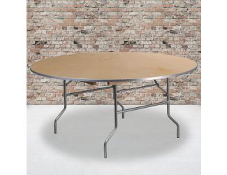 5.5-Foot Round HEAVY DUTY Birchwood Folding Banquet Table with METAL Edges
