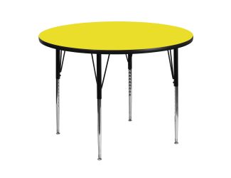 48" Round Yellow HP Laminate Activity Table - Standard Height Adjustable Legs