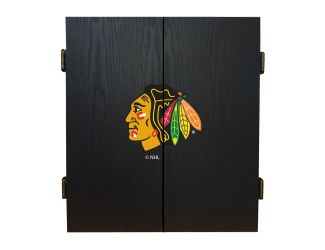 Chicago Blackhawks Fan's Choice Dartboard Cabinet Set