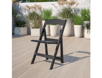 Folding Chair - Black Resin - 1000LB Weight Capacity - Vinyl Seat