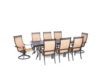 Manor 9-Piece Outdoor Dining Set with Two Swivel Rockers