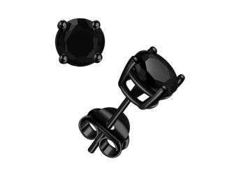 Sterling Silver Black Rhodium Plated Round Studs