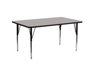 30"W x 72"L Rectangular Grey HP Laminate Activity Table - Height Adjustable Legs