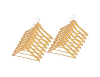Set of 16 Natural Wood Suit Hangers