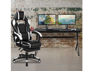 Black/White Gaming Desk Bundle - Cup/Headset Holder/Mouse Pad Top