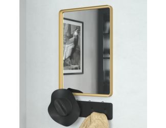 Wall Mount 20" x 30" Mirror with Matte Gold Metal Frame/Silver Backed Glass