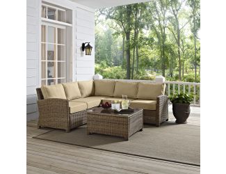 Bradenton 4-Piece Outdoor Wicker Seating Set with Sand Cushions