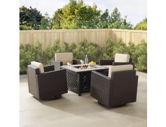 Palm Harbor 5Pc Outdoor Wicker Conversation Set W/Fire Table