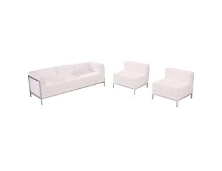 White LeatherSoft Modular Sofa & Chair Set with Taut Back and Seat