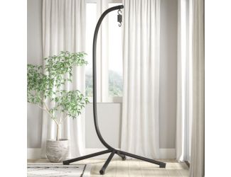 Commercial All-Weather Black Steel Hanging Chair C Stand with Included Hardware