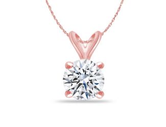 Bright White Round Lab Grown Diamond Pendant in 14K Rose Gold 0.90ct, Color-FG, Clarity-VS SI
