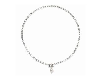 Paperclip Pearl Necklace Silver