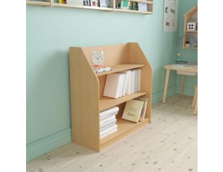 Kid Friendly Wooden Bookshelf in Natural Finish with 3 Display Shelves