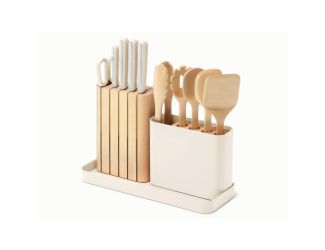 14pc Knife & Utensil Set Cream