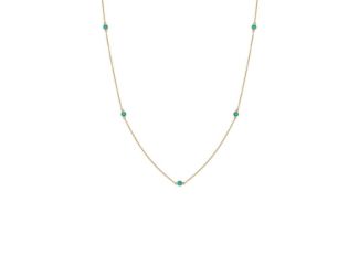 Turquoise Multi-Bezel Necklace 14K Size 17"