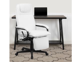 High Back White LeatherSoft Executive Reclining Ergonomic Swivel Chair with Arms