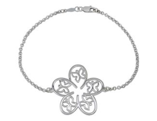 Sterling Silver Flower & Butterfly 7.5" Bracelet