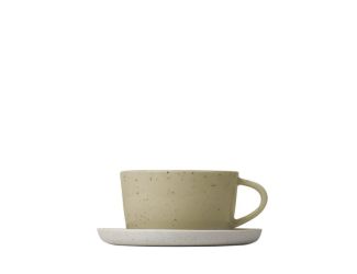 SABLO Ceramic Stoneware Coffee Cups and Saucers - Set of 2