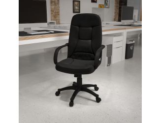 High Back Black Glove Vinyl Executive Swivel Office Chair with Arms
