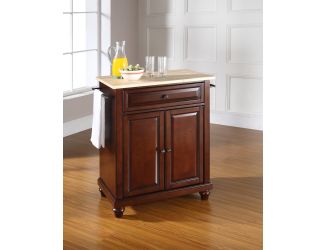 Cambridge Natural Wood Top Kitchen Island Mahogany Finish