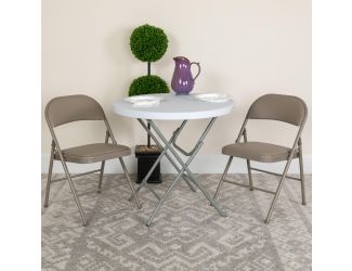 Double Braced Gray Vinyl Folding Chair - Commercial and Event Folding Chairs