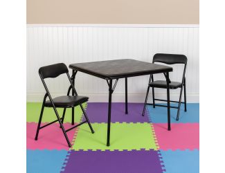 Kids Black 3 Piece Folding Table and Chair Set - Kids Activity Table Set