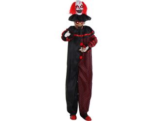 Animatronic Pop-Up Two-Headed Clown with Light-Up Eyes for Scary Halloween Decoration