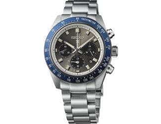 Seiko Prospex Speedtimer SS Solar Chronograph Charc. Gray Dial Blue Bezel
