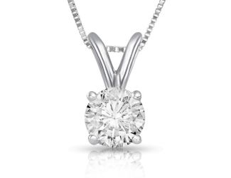 Bright White Round Lab Grown Diamond Prime Pendant with chain in Sterling Silver 1.00ct, FG, SI2 I1