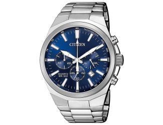 Men's Quartz Watch, Stainless Steel with Blue Dial