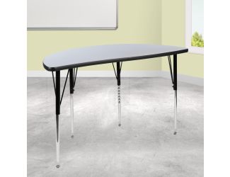 47.5" Half Circle Wave Collaborative Grey Adjustable Height Activity Table
