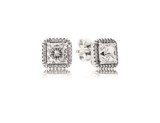 Square Sparkle Halo Stud Earrings