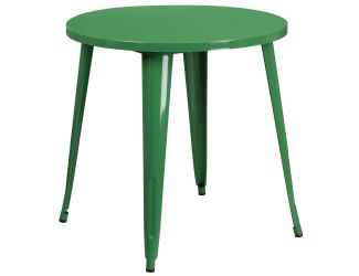 30" Round Green Metal Indoor-Outdoor Table - Restaurant Furniture