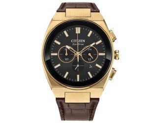Men's Modern Black Dial Leather Strap Watch