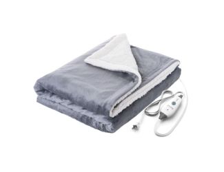 PureRelief Plush Heated Throw Blanket Gray