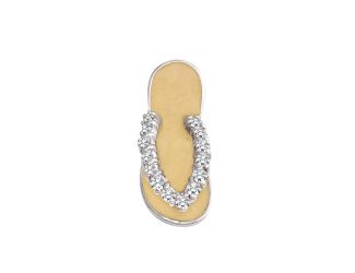 PARIKHS Rhodium Plated Yellow Enamel Clear CZ Sandal Pendant with chain in 925 Sterling Silver