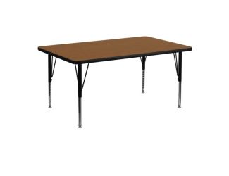 24"W x 48"L Oak HP Laminate Activity Table - Height Adjustable Short Legs