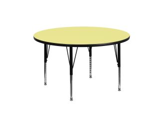 42" Round Yellow Thermal Laminate Activity Table - Height Adjustable Short Legs
