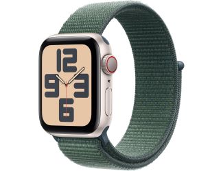 Apple Watch SE GPS + Cellular 40mm Starlight Aluminum Case with Lake Green Sport Loop
