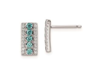 Sterling Silver Aqua and White CZ Earrings