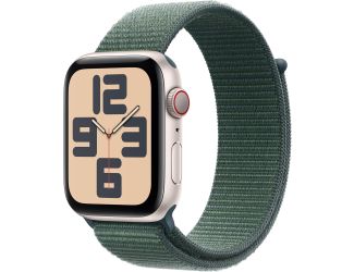 Apple Watch SE GPS + Cellular 44mm Starlight Aluminum Case with Lake Green Sport Loop