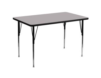 36"W x 72"L Rectangular Grey Thermal Laminate Adjustable Activity Table