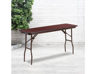 5-Foot Mahogany Melamine Laminate Folding Training/Seminar Table - Event Table
