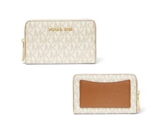 Small Logo and Leather Wallet - Vanilla/Acorn