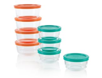Simply Store 16pc Small Round Glass Food Storage Set Mixed Colors