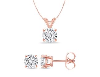 Bright White Round Lab Grown Diamond Set  in 14K Rose Gold 0.15ct, Color-FG, Clarity-VVS